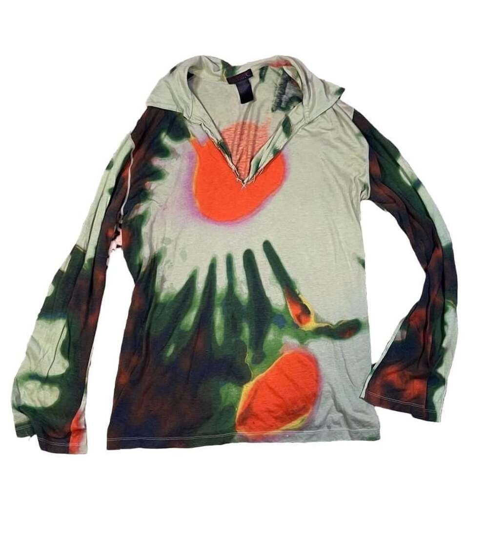 Custo Barcelona Vintage Y2K Abstract Art Print Long Sleeve Top Shirt Sz 3